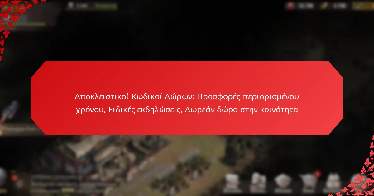 Αποκλειστικοί Κωδικοί Δώρων: Προσφορές περιορισμένου χρόνου, Ειδικές εκδηλώσεις, Δωρεάν δώρα στην κοινότητα